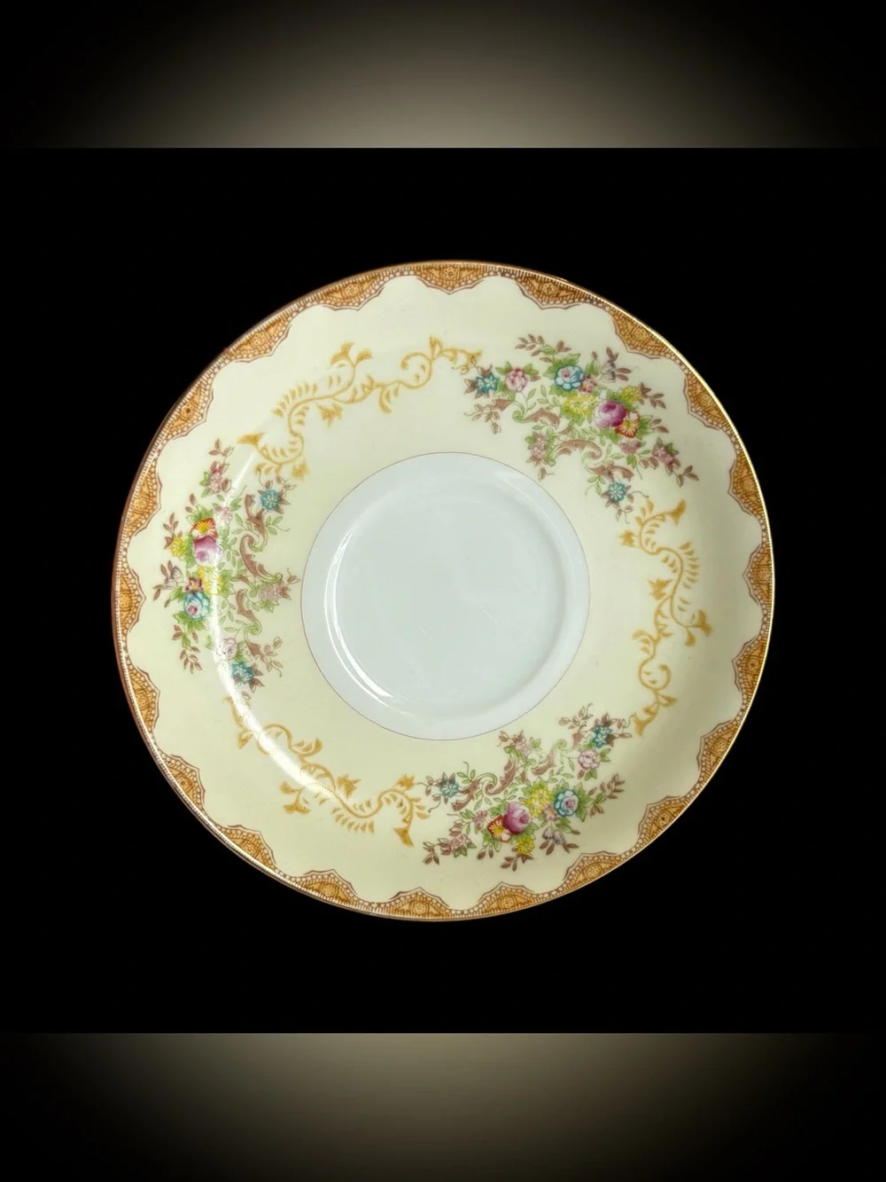Vintage Meito China Dalton Teacup and Saucer Set, Gold Gilded Floral Porcelain